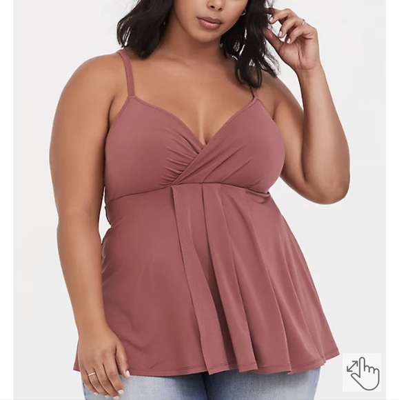 STUDIO KNIT DARK PINK SURPLICE CAMI - Picture 1 of 7